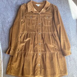 American Eagle long sleeve corduroy light brown dress size M